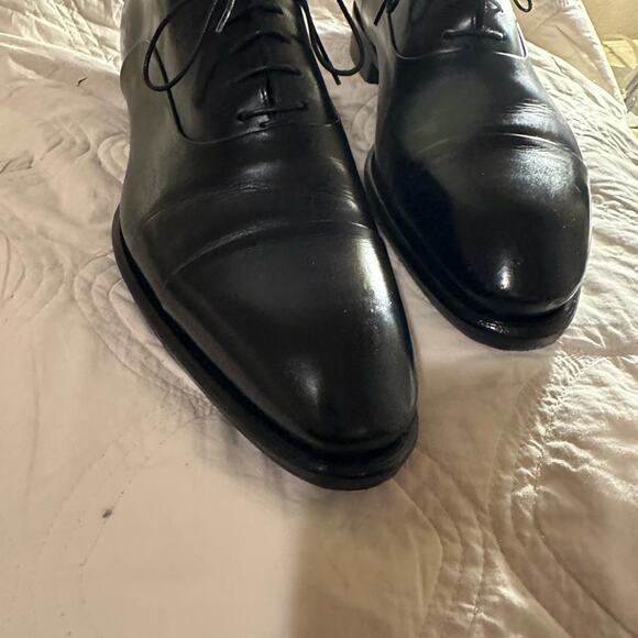US Size 10 Santoni Black Leather CapToe Goodyear Oxfords - Picture 11 of 14